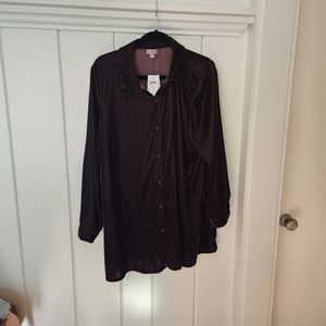 J. Jill Chocolate Brown Velvet Top Size XL